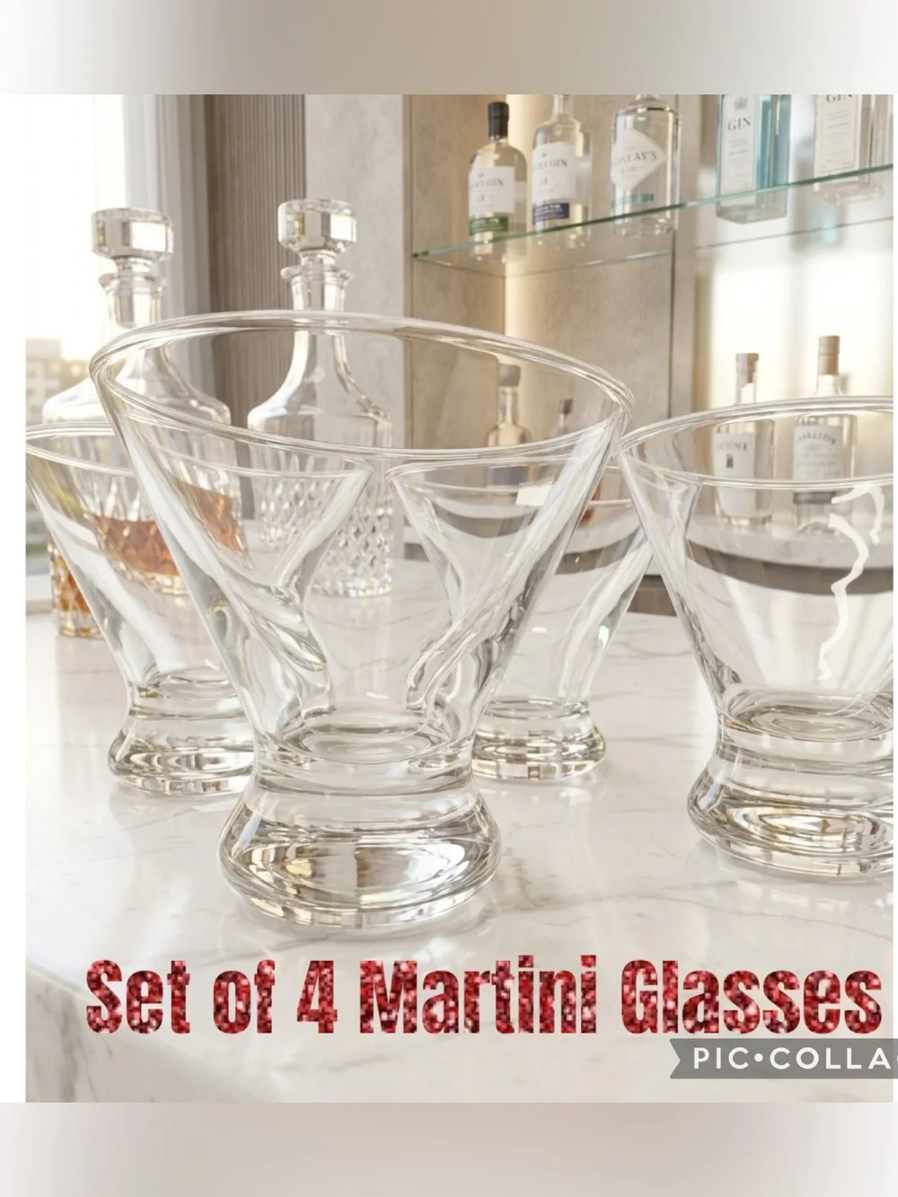 Set of 4 ~Designer Cocktail Glasses 8 oz Stemless Excellent Condition Never Used